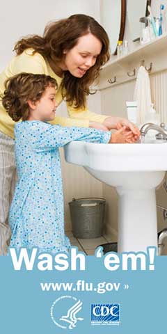 CDC photo of parent and child washing hands