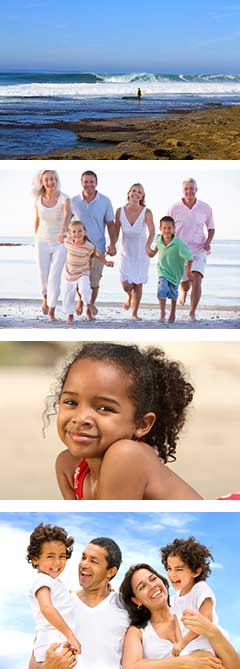 families at the beach